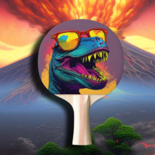 Raquete De Ping Pong Dinossauro T Rex Laranja Legal