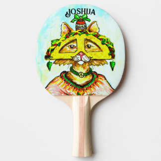 Raquete De Ping Pong Diversão Taco Hippie Cat Ping Pong Paddle