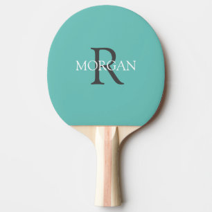 Raquete De Ping Pong DIY Monograma & Nome, Cinza e Texto Branco, Teto