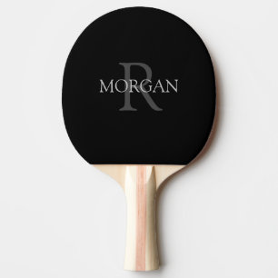 Raquete De Ping Pong DIY Monograma & Nome, Trendy Black com texto de Ci