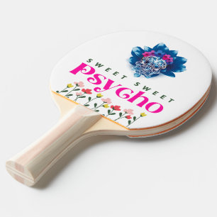 Raquete De Ping Pong Doce crânio Psicopata Doce Colorido com texto num