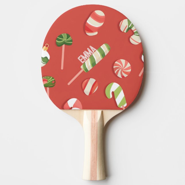 Raquete De Ping Pong Doces de Natal (Frente)