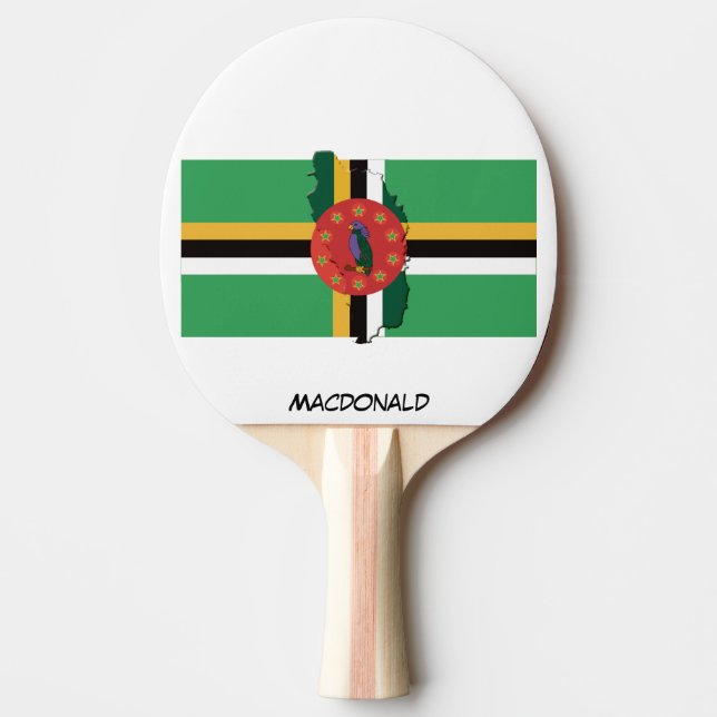 Raquete De Ping Pong DOMINICA FLAG & MAP Personalizado (Frente)