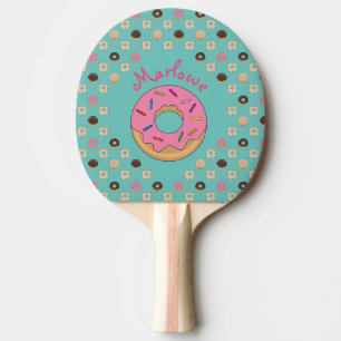 Raquete De Ping Pong Donuts Glaceados Nome Personalizado