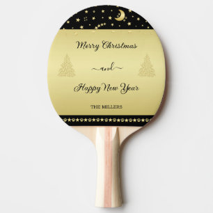 Raquete De Ping Pong Douradas estrelas brilhantes de Natal, patas em ou