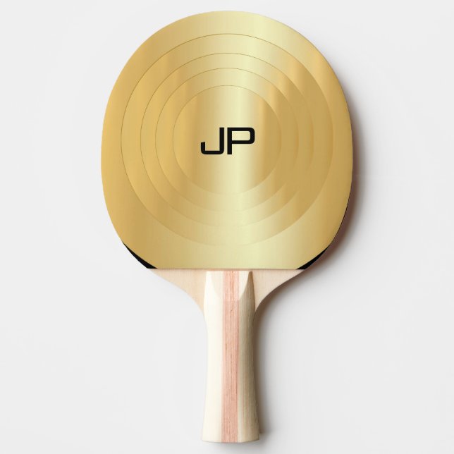 Raquete De Ping Pong Dourado aspecto Monograma Elegante Modelo personal (Frente)
