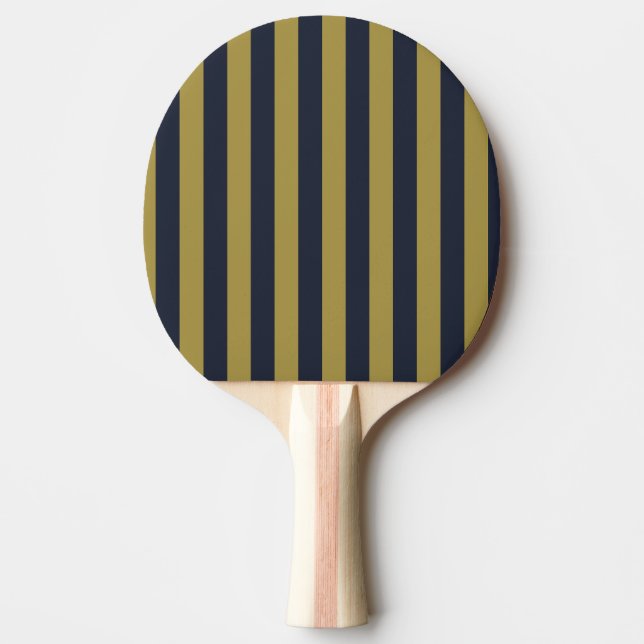 Raquete De Ping Pong Dourado Elegante e Marinho - faixas verticais azui (Frente)