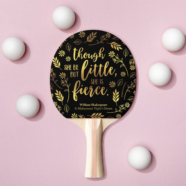 Raquete De Ping Pong Dourado Floral Pequeno Mas Fierce William Shakespe (Criador carregado)