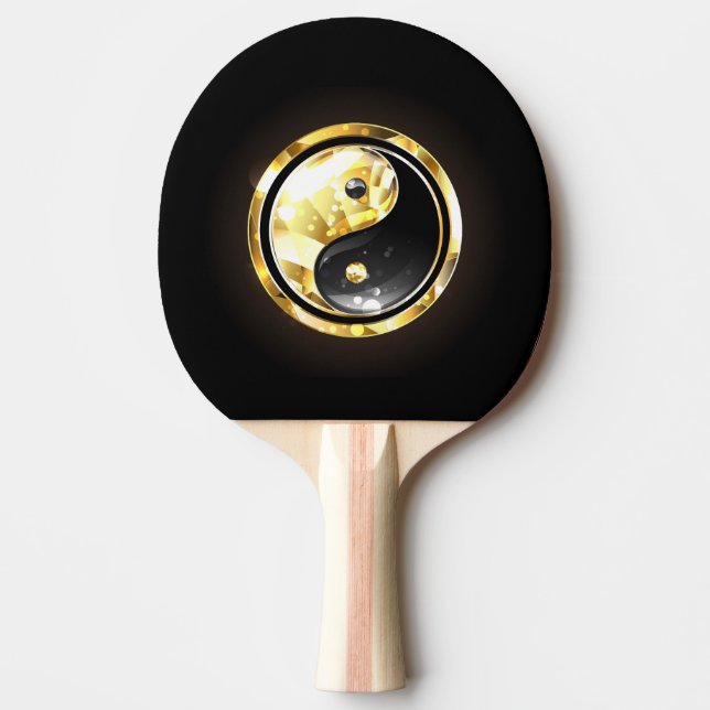 Raquete De Ping Pong Dourado Yin Yang a preto (Frente)
