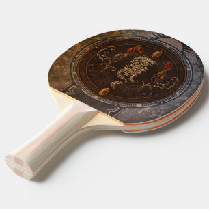Raquete De Ping Pong Dragão chinês dourado