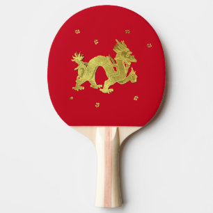 Raquete De Ping Pong Dragão chinês dourado