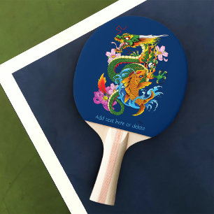 Raquete De Ping Pong Dragão Chinês Verde Koi