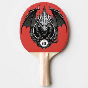 Raquete De Ping Pong Dragão Cinza com Olhos Amarelos