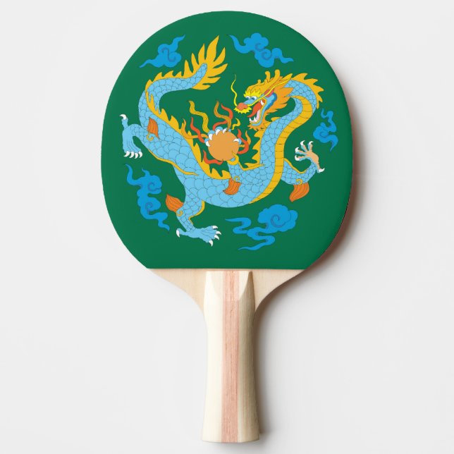 Raquete De Ping Pong Dragão Clássico Colorido Chinês (Frente)