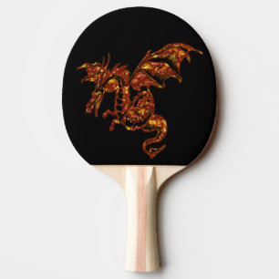 Raquete De Ping Pong Dragão Flaming em Preto