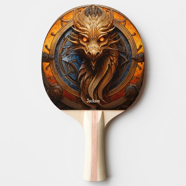 Raquete De Ping Pong Dragão Laranja Feroz Personalizado (Frente)