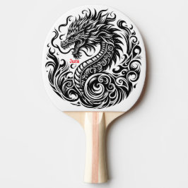 Raquete De Ping Pong Dragão Preto e Branco Personalizado