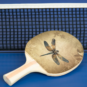 Raquete De Ping Pong Dragonfly Vintage com nome personalizado/monograma