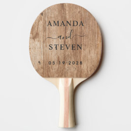 Raquete De Ping Pong Driftwood Boards Couple Nomeia Data do Casamento