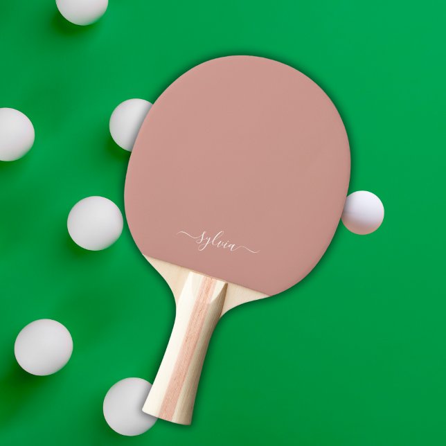 Raquete De Ping Pong Dusty Orange Modern Girly Monographic Name (Dusty Orange Modern Girly Monogram Name Ping Pong Paddle)