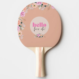 Raquete De Ping Pong Dusty Rosa floral aniversário de 40 anos de "olá q