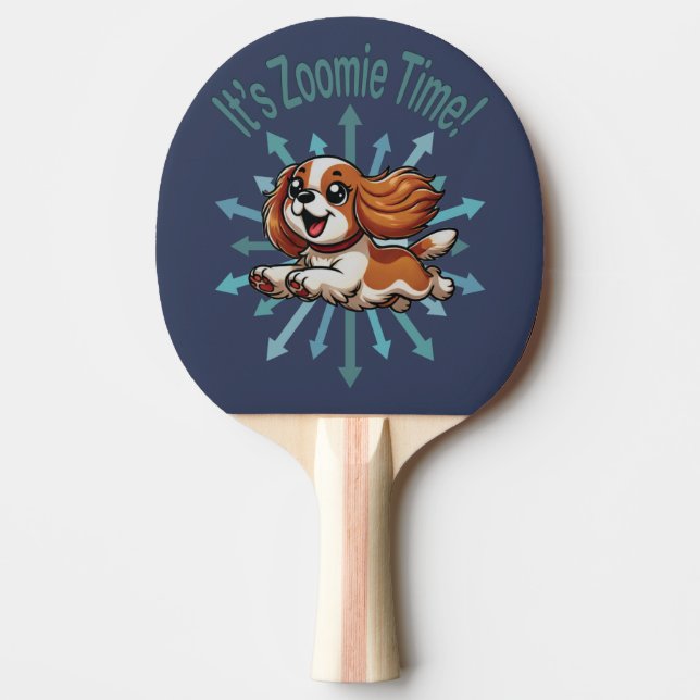 Raquete De Ping Pong É Zoomie Time Cavalier Spaniel (Frente)