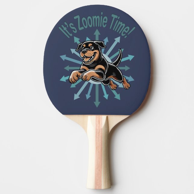 Raquete De Ping Pong É Zoomie Time Rottweiler (Frente)