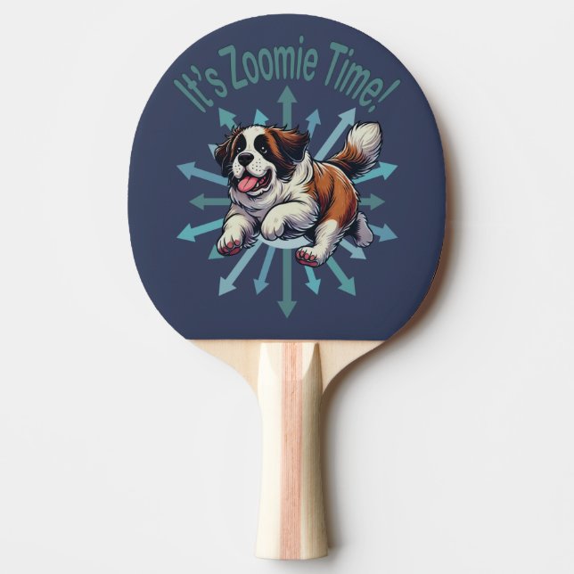 Raquete De Ping Pong É Zoomie Time Santo Bernard (Frente)