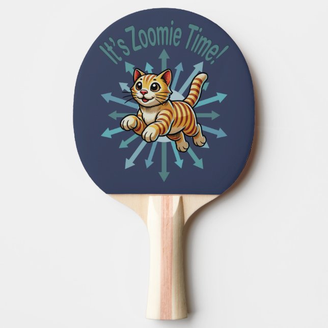 Raquete De Ping Pong É Zoomie Time Tiger Cat (Frente)