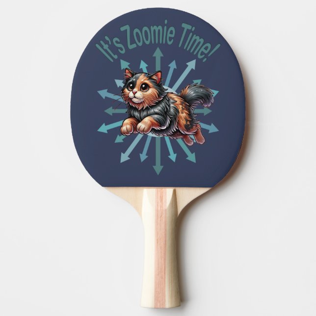 Raquete De Ping Pong É Zoomie Time Tortoise Shell Cat (Frente)