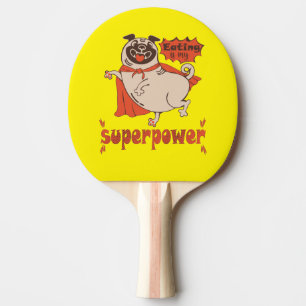 Raquete De Ping Pong Eating is my superpower red cloak pug comic style