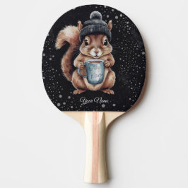 Raquete De Ping Pong Eichhörnchen mit Tasse und Schnee „Stay Warm“