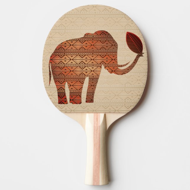 Raquete De Ping Pong Elefante - Design de Arte Tribal (Frente)