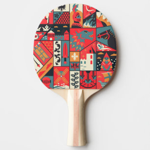 Raquete De Ping Pong Elegância medieval: Design de padrão sem costura