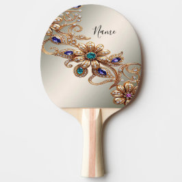 Raquete De Ping Pong Elegant Gold Jewel Flowers Ping Pong Paddle