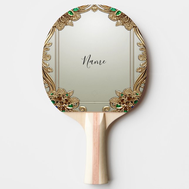 Raquete De Ping Pong Elegant Gold Ornate Ping Pong Paddle (Frente)