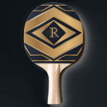Raquete De Ping Pong Elegant Navy Gold Geometric Monogram Sport Gift<br><div class="desc">Give a standout personalized sports gift with this elegant navy and gold geometric monogram ping pong paddle design, perfect for players who appreciate modern style with a touch of luxury. The bold Art Deco–inspired pattern features layered diamonds, clean gold accents, and a custom initial that adds a meaningful personal touch....</div>