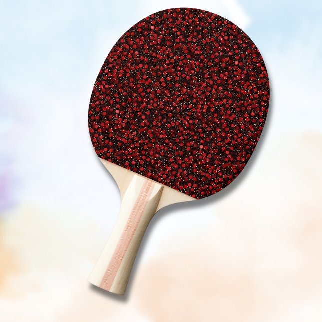 Raquete De Ping Pong Elegant Red Confetti on Black Glitter Style (Criador carregado)