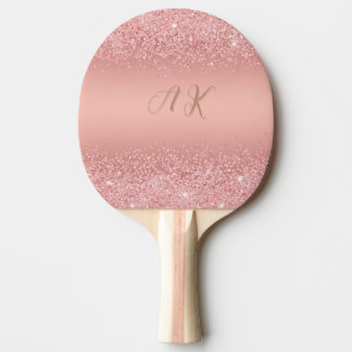 Raquete De Ping Pong Elegant Rose Gold Luxe Shimmer Monogram
