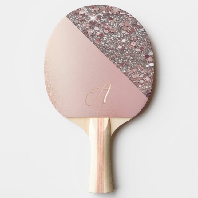 Raquete De Ping Pong Elegant Rose Gold Monogram (Frente)