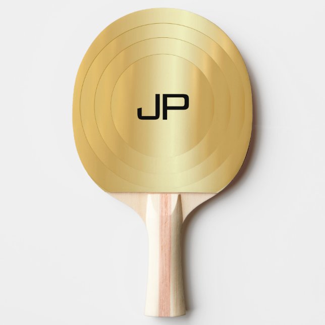 Raquete De Ping Pong Elegant Template Glamorous Gold Look Monogram (Frente)