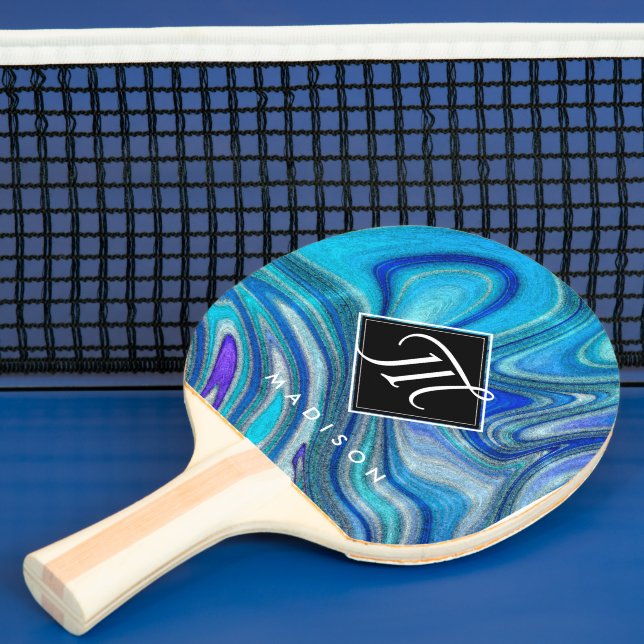 Raquete De Ping Pong Elegante Aquamarine Paua Rainbow Shell Inspirado (Insitu)