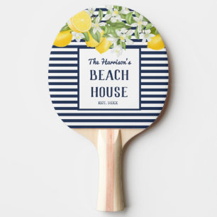 Raquete De Ping Pong Elegante Beach House Watercolor Lemon