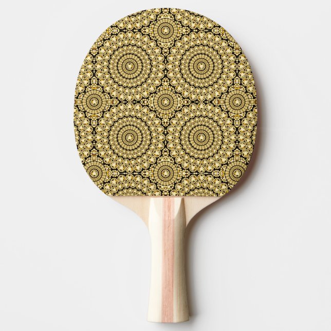 Raquete De Ping Pong Elegante Dourado Diamantes Glitter Impressão (Frente)