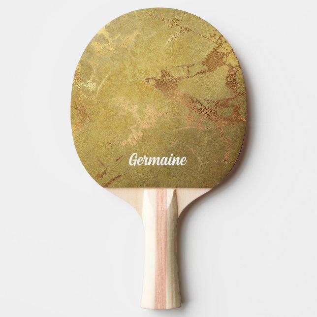 Raquete De Ping Pong Elegante Dourado Marble Look (Frente)