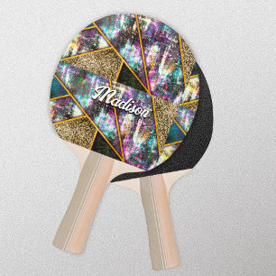 Raquete De Ping Pong Elegante e iridescente geométrico