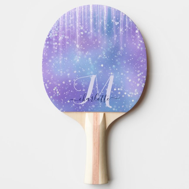 Raquete De Ping Pong Elegante e Roxo Glitzy (Frente)
