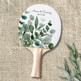 Raquete De Ping Pong Elegante e Sofisticado Jogo de Casamento com Folha