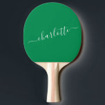 Raquete De Ping Pong Elegante Kelly Green Script Name Personalizado<br><div class="desc">Elegante Kelly Green Script Name Personalizado Ping Pong Pong Paddle</div>