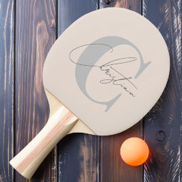 Raquete De Ping Pong Elegante Monograma Moderno de Meados do Século Cas